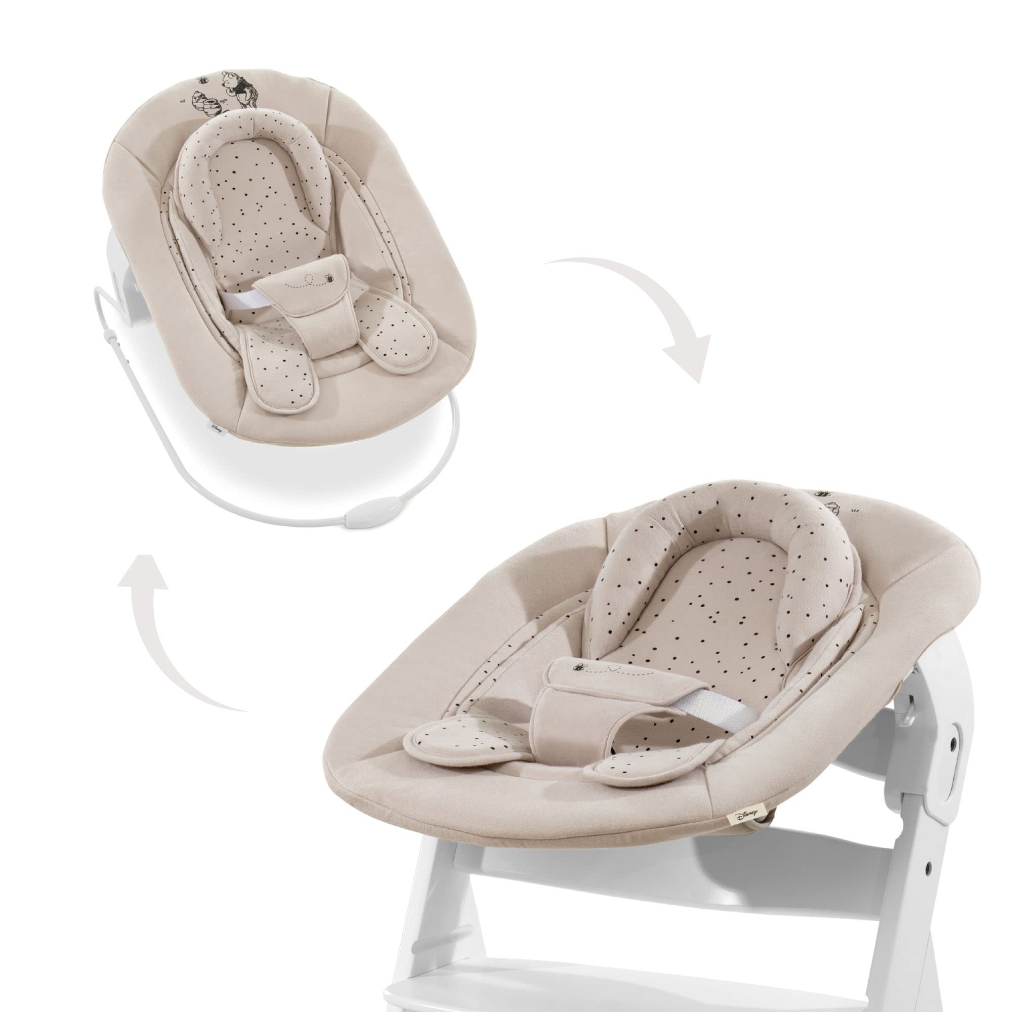 hauck 2-in-1 Baby Rocker & Newborn Attachment for Alpha+ & Beta+ Wooden  High Chair Alpha Bouncer 2-in-1, from Birth to 9 kg, 3-Point Waist Belt,  Seat ...