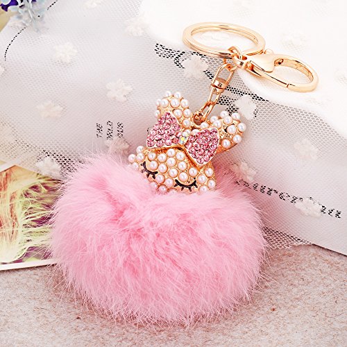 EASYA Animal Key Chain Creative Novelty Rabbit Fur Ball Charm Keychain for Car Key Ring or Bag3
