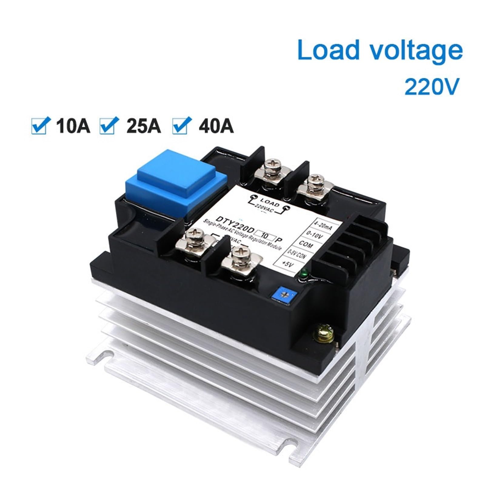 Regolatore di Tensione CA monofase con relè e modulo dissipatore di Calore con Controllo potenziometro 0-10V 4-20MA 0-5V 220V 380V(40A,220V)