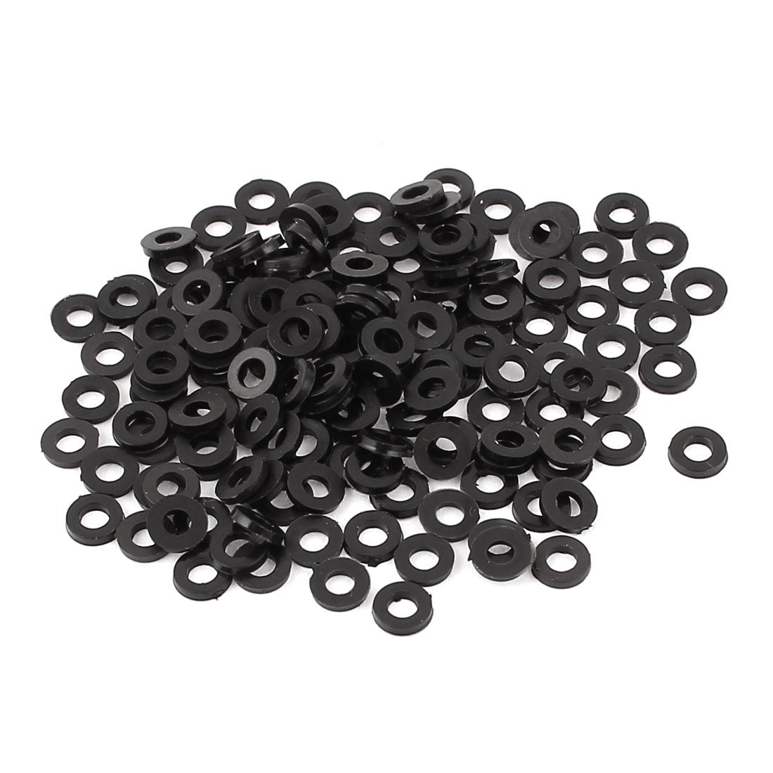 Aexit 100pcs Round Washers Insulation Nylon Flat Spacer Washer ket Ring 2 x 5 x Flat Washers 1mm Black