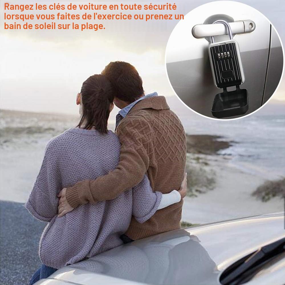 TEUEN Boite à Clé Sécurisée Montage Mural Boite a Clef avec Code Numérique à 4 Chiffres, Extra Grande Lock Box Coffre a Clefs Exterieur avec Anse, Format XL Boîte à Clés à Code