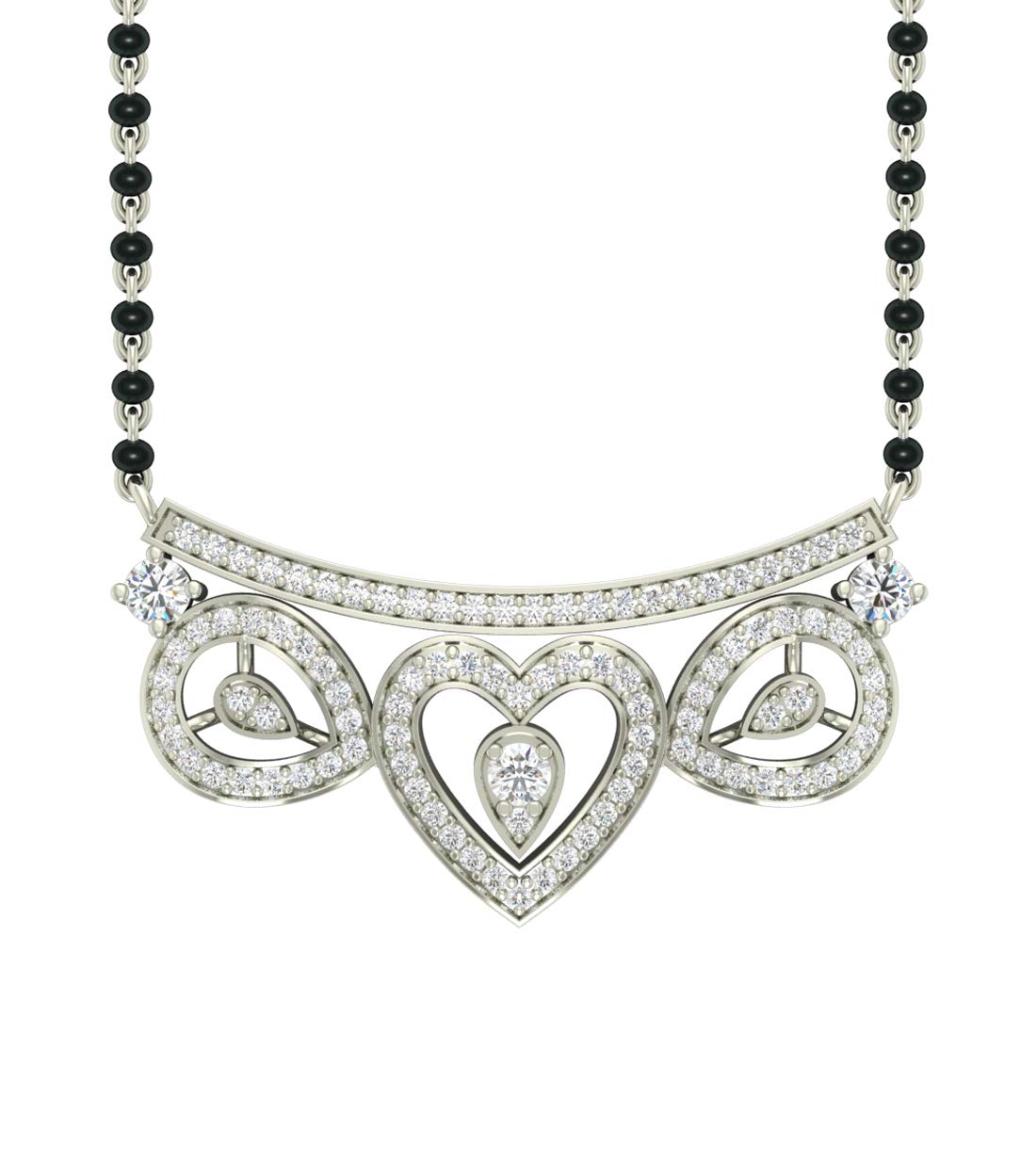 CLARA 925 Sterling Silver Eden Mangalsutra Earring Chain Jewellery Set | Platinum Plated, Swiss Zirconia | Gift for Wife