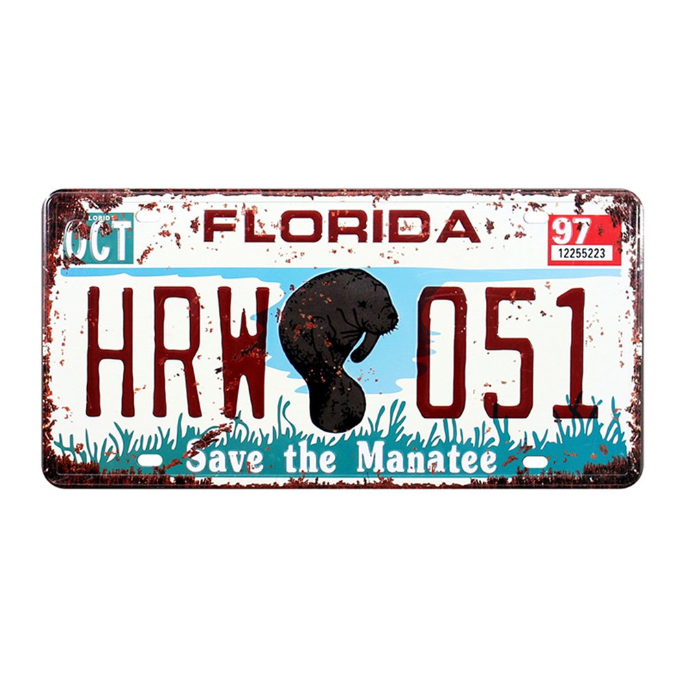 Eureya Multicolor Florida Hrm 051 Auto License Plate Car Tag Home/Cafe Bar/Pub/Restaurant/Exhibition Wall Decor Vintage Plaque 6"X12"