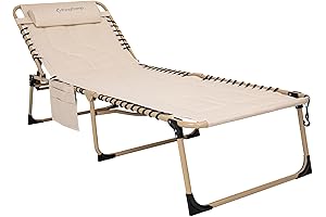 KingCamp Folding Chaise Lounge Chair with Wheels for Enhanced Outdoor Delight