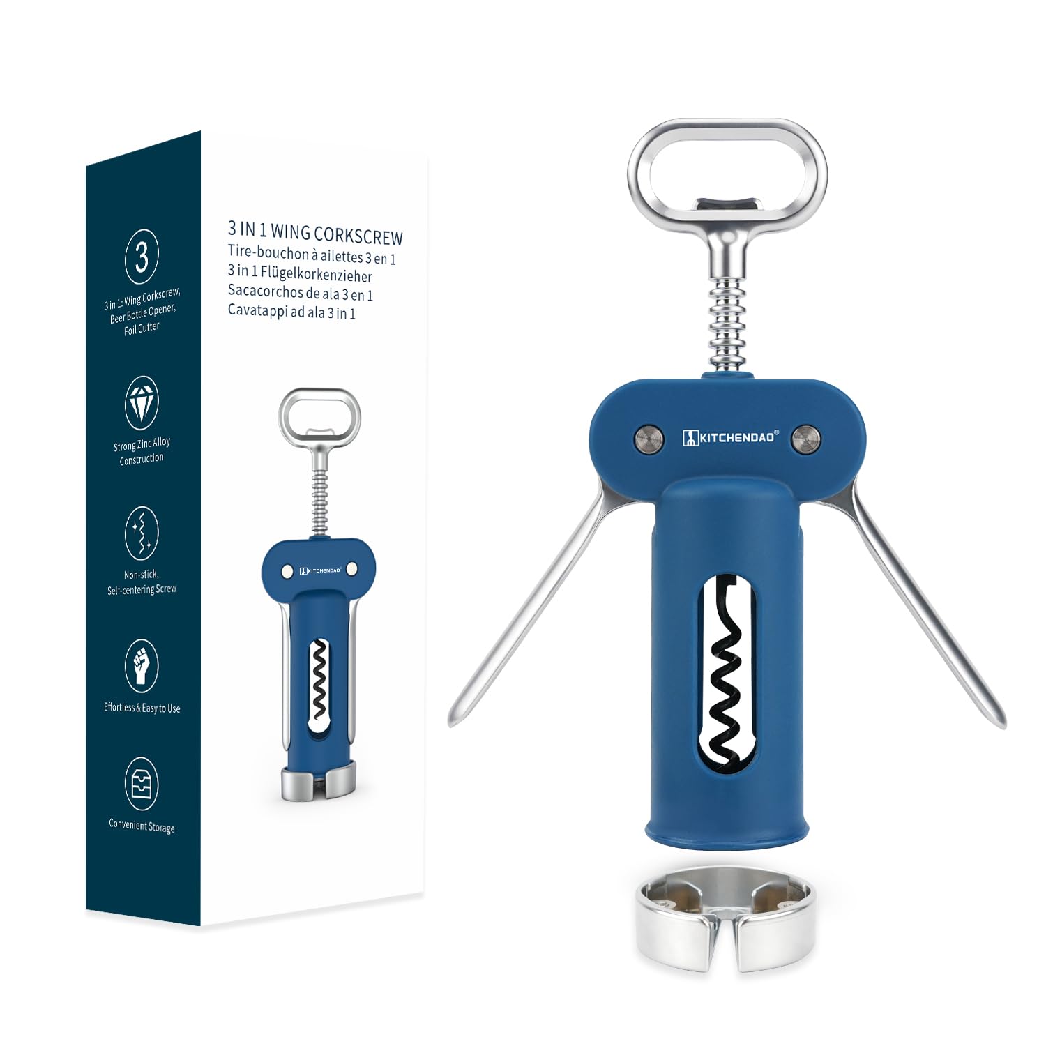 Luxury 3-in-1 Wine Opener - Foil Cutter & Bottle Opener -1