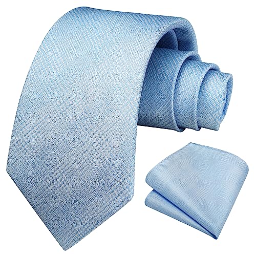 Image of HISDERN Mens Ties Solid Color Tie and Pocket Square Set Classic Woven Formal Neckties & Handkerchief Wedding Party