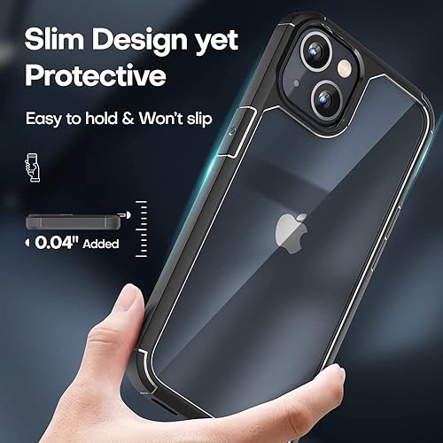 Miniatura 5 de TAURI Funda 5 en 1 para iPhone 13, color negro, protección contra caídas de grado militar Funda delgada a prueba de golpes con cordón para teléfono