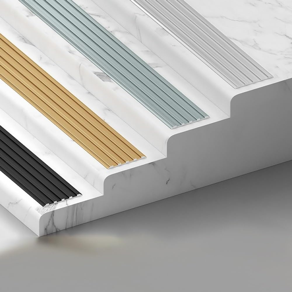 Perfil De Protección Para Borde De Escalón Aluminio Perfil De Borde De Escalera Antideslizante Tiras Para Peldaños Perfil De Metal 100cm Largo