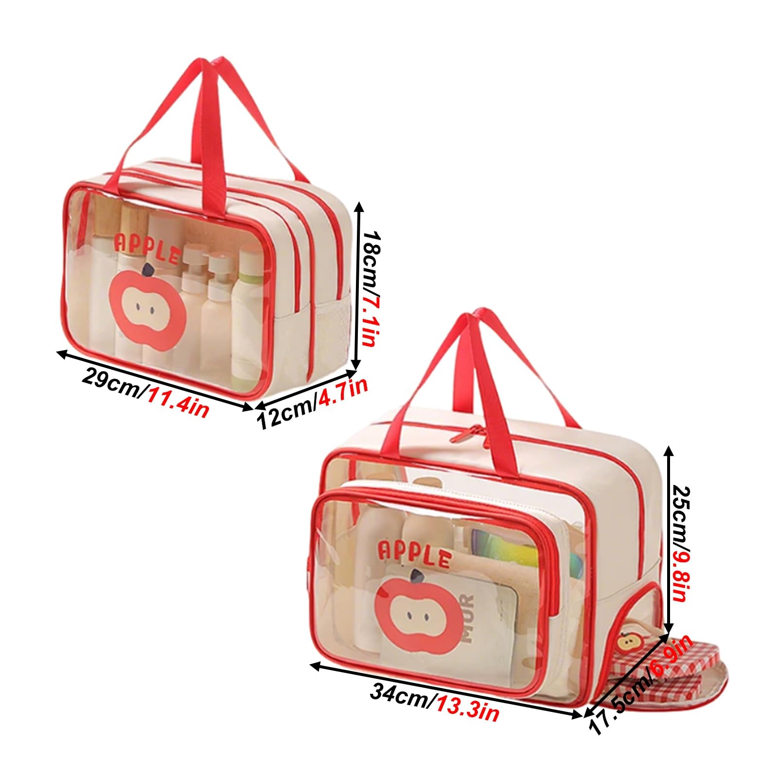 Beauty Case per Organizzare Cosmetici Oggetti Personali con Scomparti, Beauty Case da Viaggio con Supporto, Comoda Maniglia, Separazione tra Asciutto Bagnato, Articoli Toilette(Red)