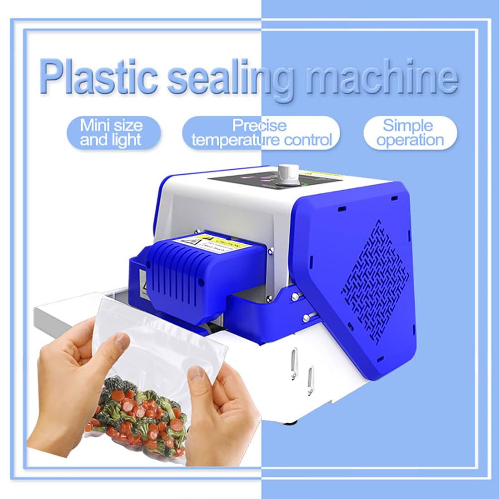 Selladora Continua de Bolsas con Banda, 80 W, Temperatura Ajustable de 80 a 200 °C, envasadora automática con Rodillos para Bolsas de PVC, Bolsas de Aluminio y Bolsas de Papel kraf