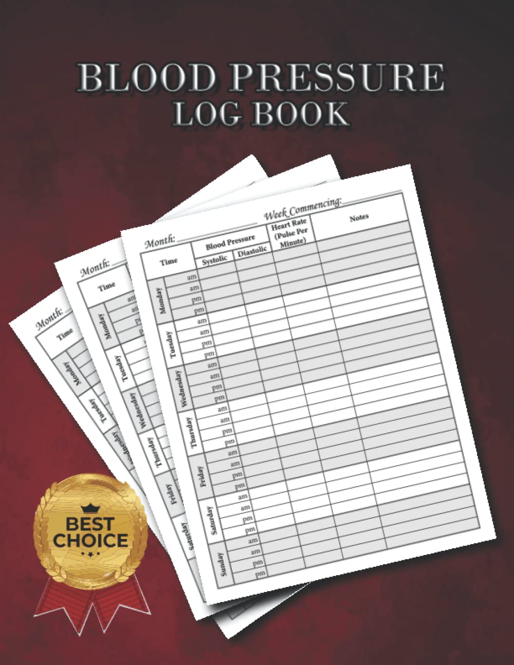 Extra Large Blood Pressure Log Book Simple 100 Page Book for Logging Blood Pr...