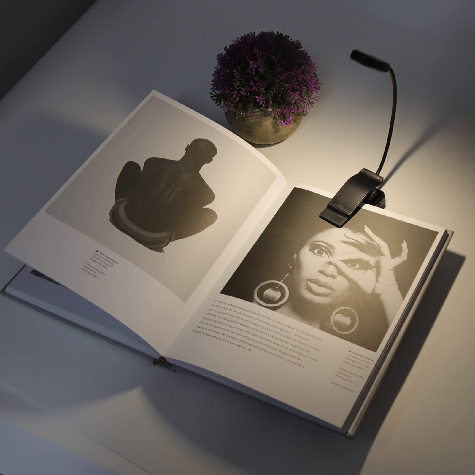 Vvikizy USB Rechargeable Reading Light, LED Clip Work Light Clip On Book Light 360° Rotation 3 Color Temperatures, 3 Brightness Levels, with Top Button Switch for Reading Study