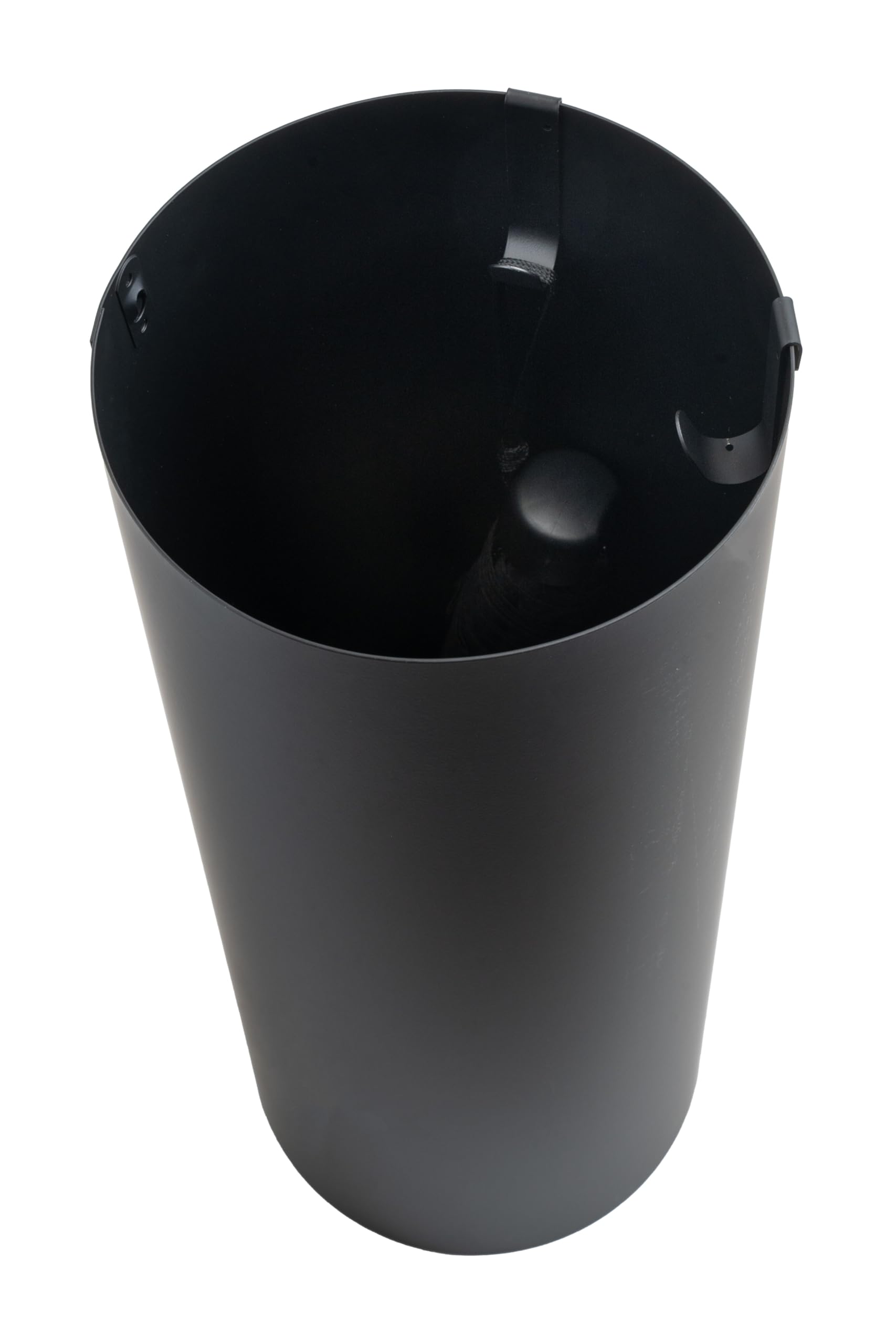 Schirmständer mit modernem Design aus Metall, rund schwarz, für Heim und Büro, Design-Ständer, 2 Haken, 2x Wasserauffangschale herausnehmbar, 49cm hoch, 19cm Durchmesser, Regenschirmständer
