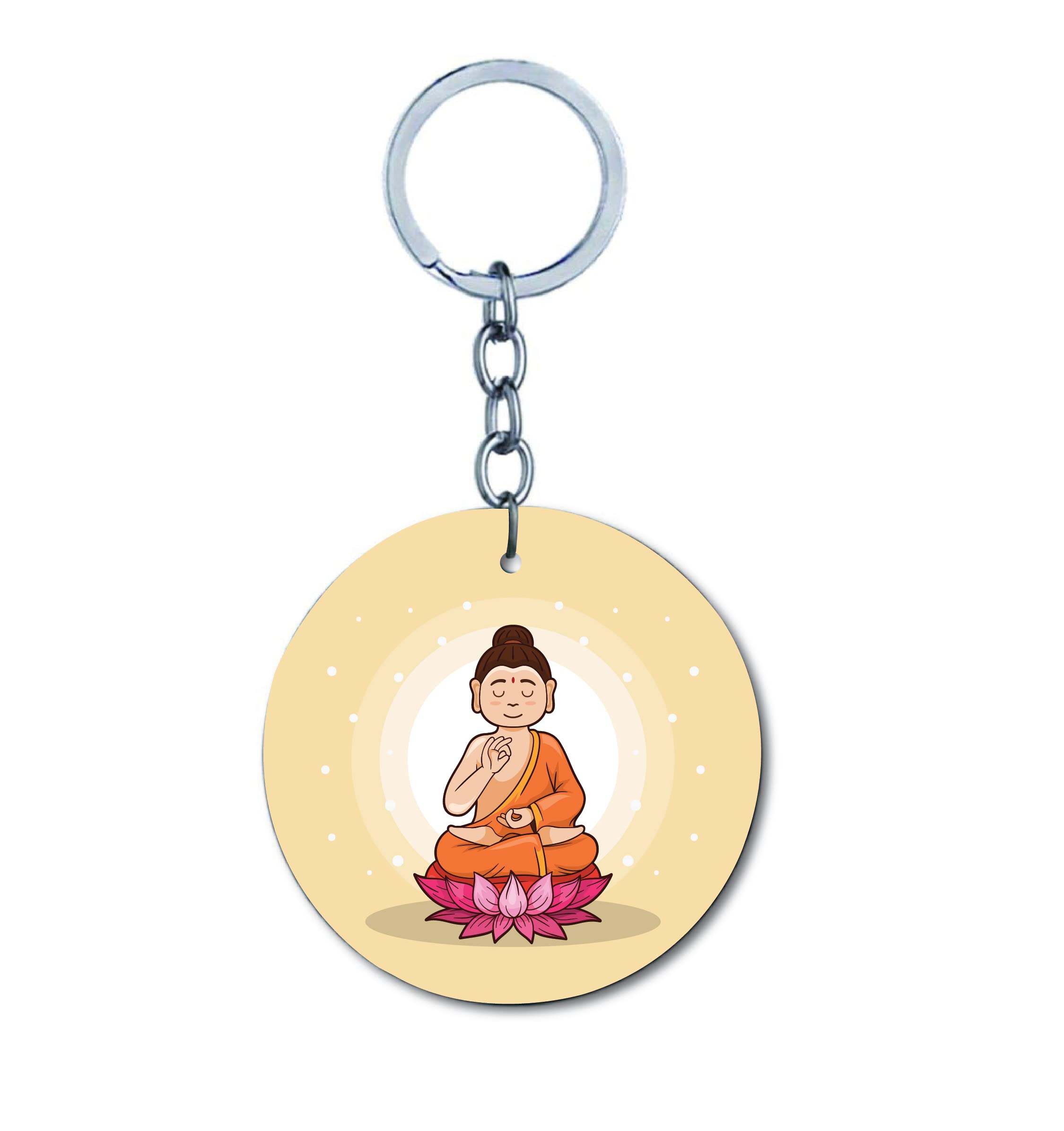 vvwv Keychain Round Shape Acrylic Printed Keychain Bike Car Bag Key Tag Buddha Keyrings-picture-49