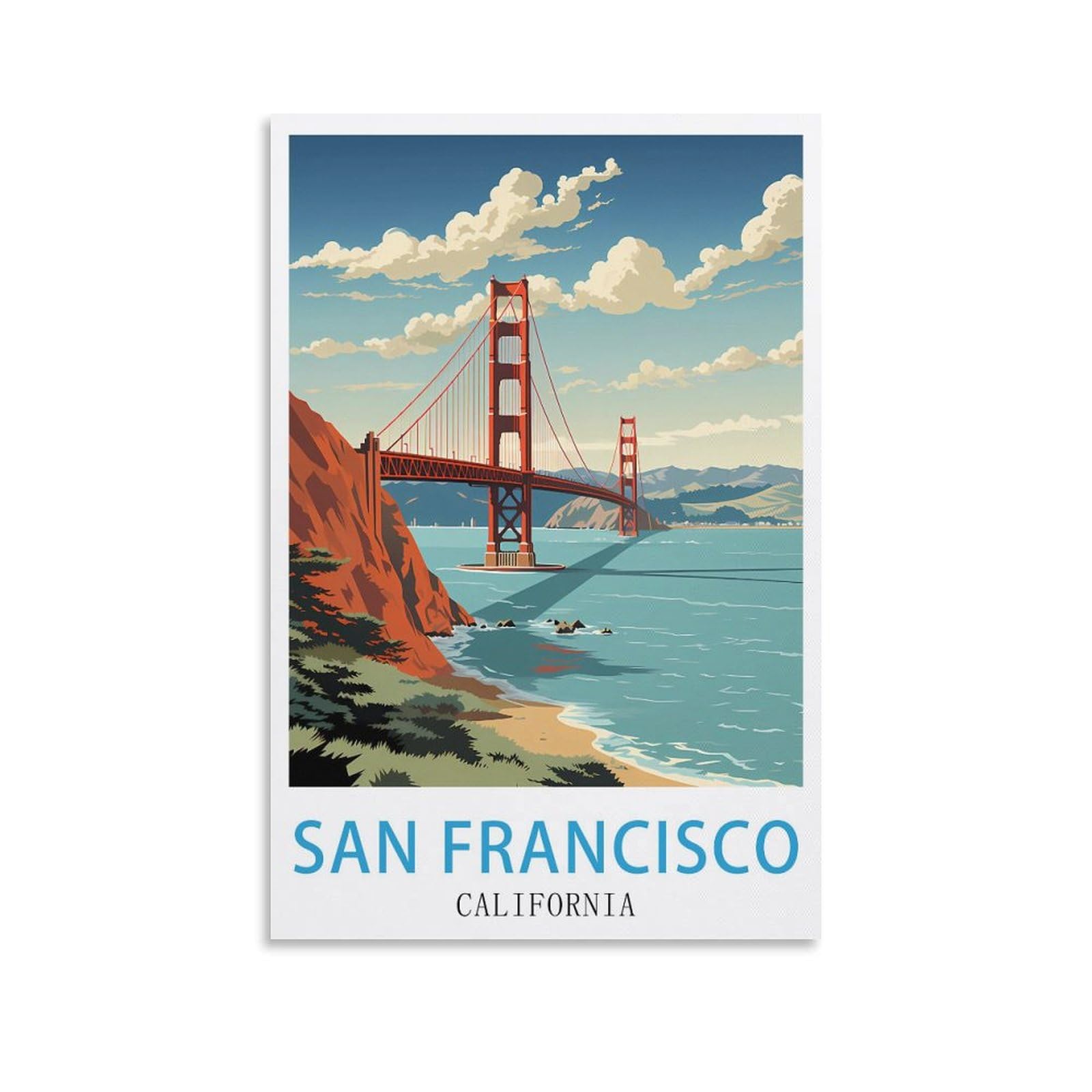 LNUYITR San Francisco California Vintage Travel Posters 12x18inch(30x45cm) Canvas Art Posters And Wall Art Picture Prints Modern Home Bedroom Decor Posters