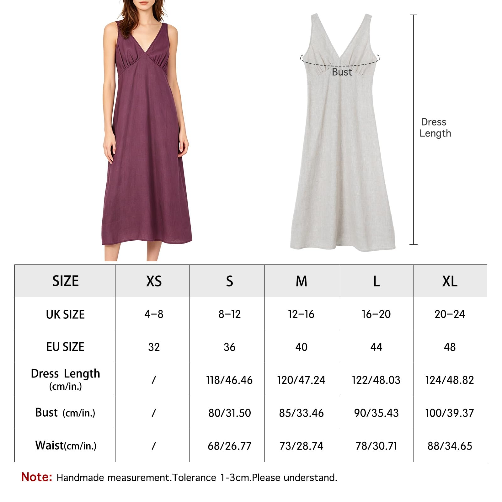 Amazhiyu Robe en lin pour femme - Robe d'été sans manches - Robe maxi à fleurs - Robe d'été - Col en V - Robe de plage longue - Robe de loisirs