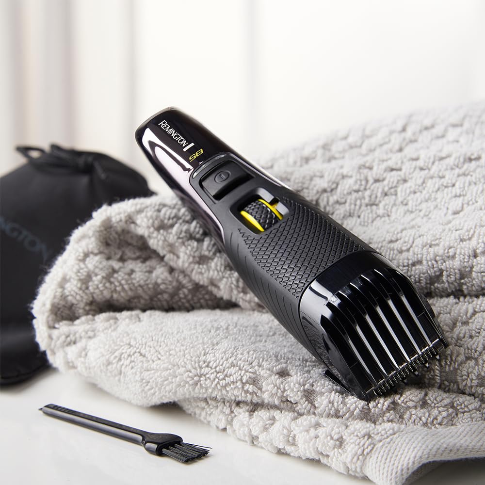 Remington Tondeuse à barbe [17 réglages 0,4-18 mm] Style Series B5 (lames titane auto-affûtées amovibles, portable, avec/sans fil, molette de réglage, 60 min d'autonomie, pochette de voyage) MB5000