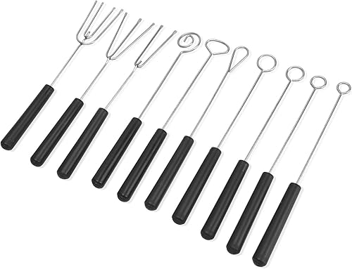 Juego de 10 tenedores de chocolate, suministros de horneado de bricolaje, juego de herramientas de decoración de acero inoxidable para chocolates