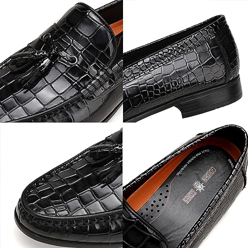 Black Tassel Loafer for Mens, Classic Smooth Leather Tassel Dress Shoes for Men3
