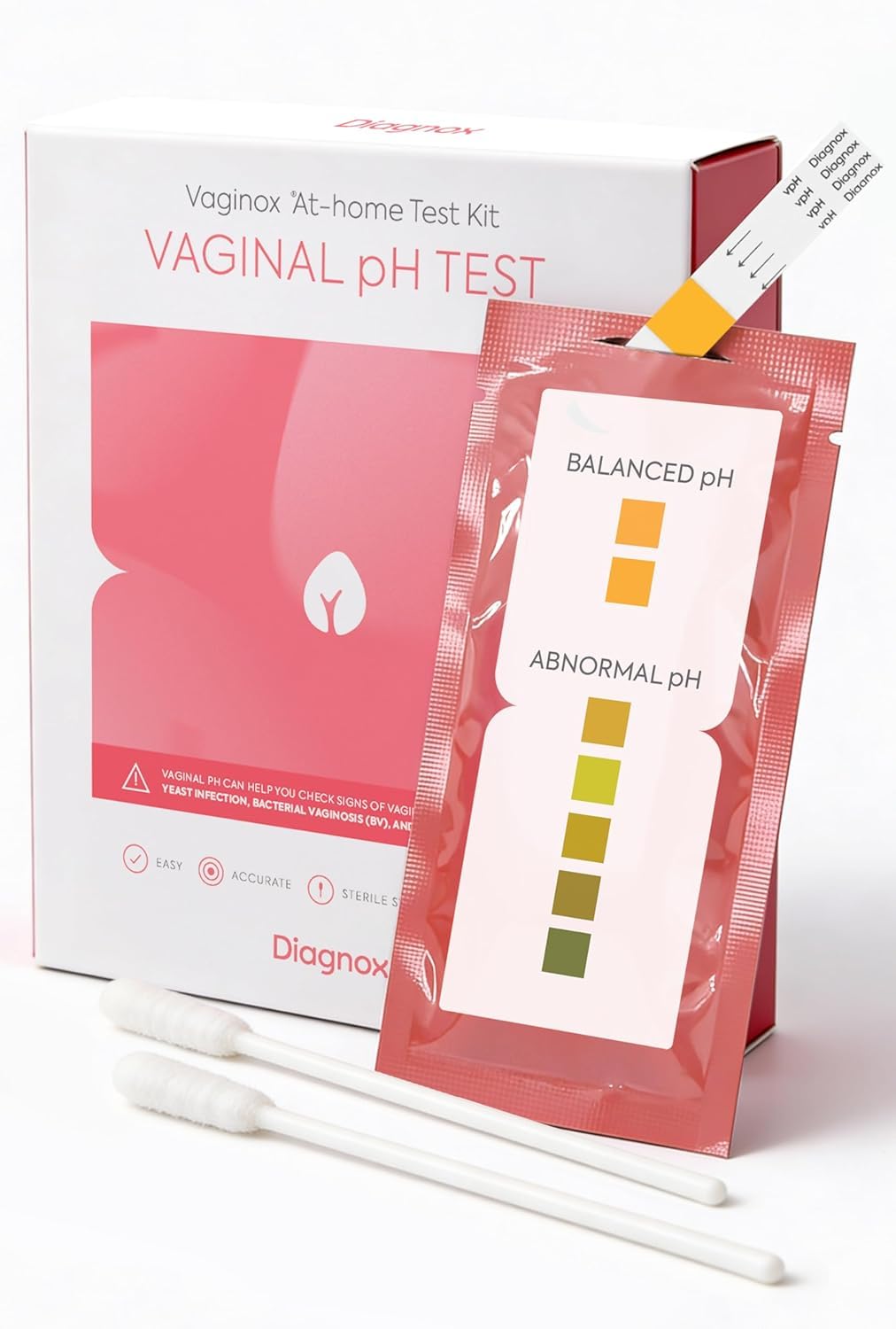 Diagnox Health at Home Vaginal pH Test Strips for Women, Early Detection of Feminine pH Imbalances, Individually Packaged & Easy to Use BV Test, Pack of 10