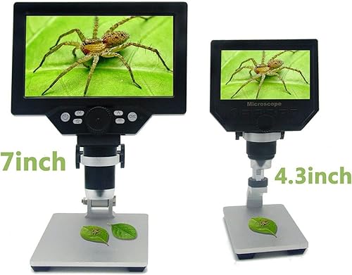 Miniatura 6 de Microscopio de zoom 1-1200X Microscopio electrónico de video digital iluminado HD con luz LED Pantalla LCD de 7 pulgadas PCB reparación microscopio