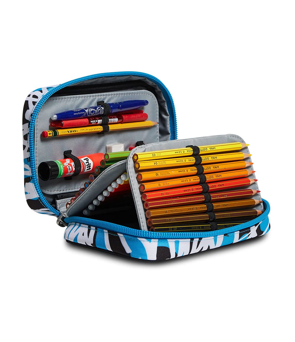 Seven Speed Case Federmäppchen, Mäppchen, Mehrfarbig, Federtasche für Schreibwaren, Etui mit Stiften, Kugelschreiber, & mehr, Mädchen, Jungen, Schule, blau