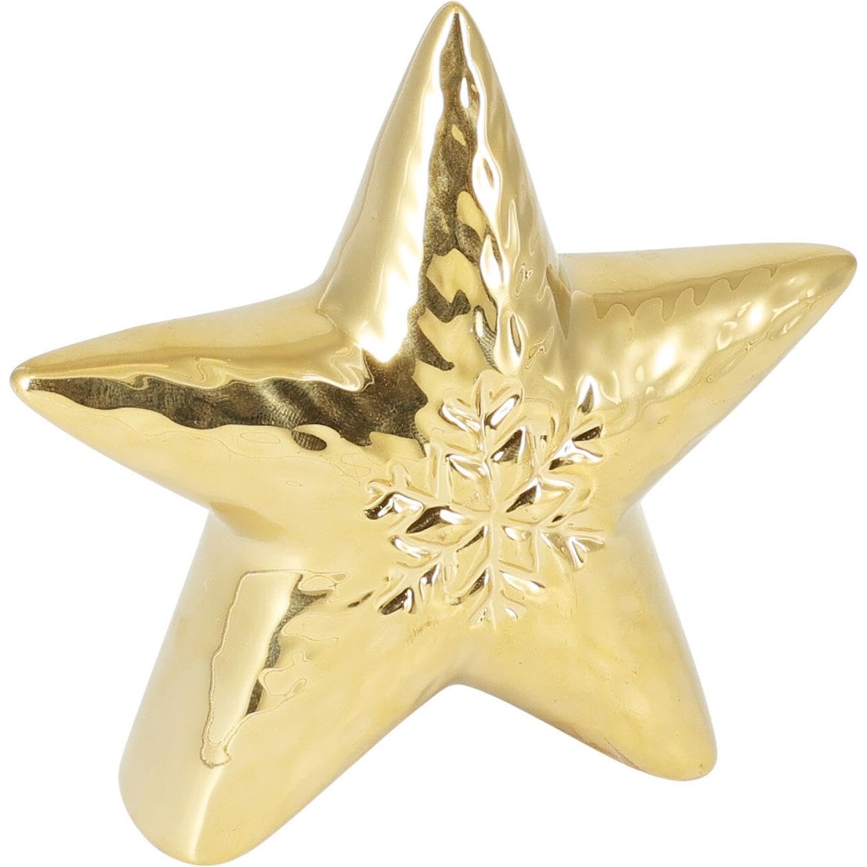 Carousel Home Gold Ceramic Christmas Star | Golden Star Ornament Festive Decoration Sideboards & Tables - 11cm