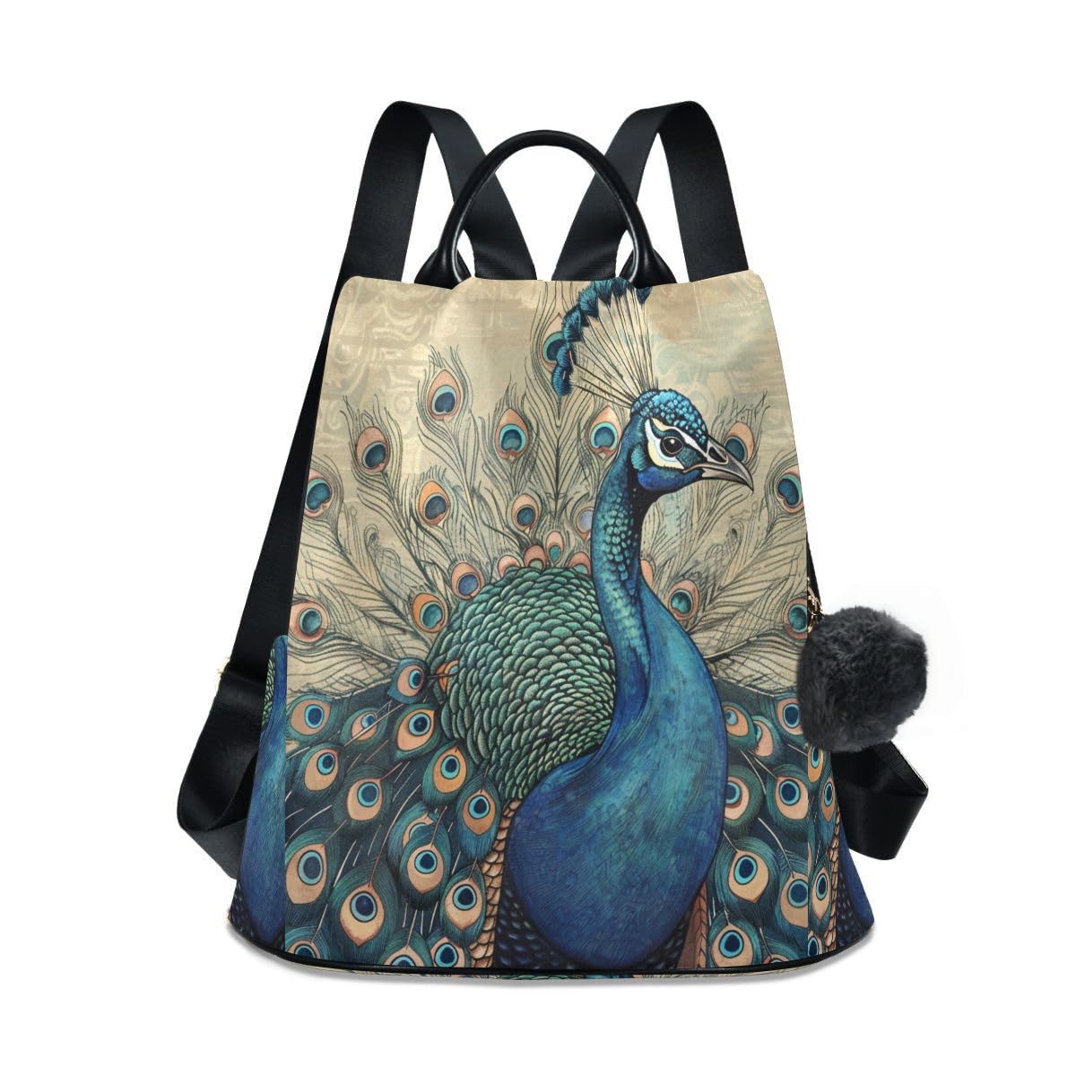 ALAZA Vintage Peacock Trips Hiking Camping Rucksack Pack for Women