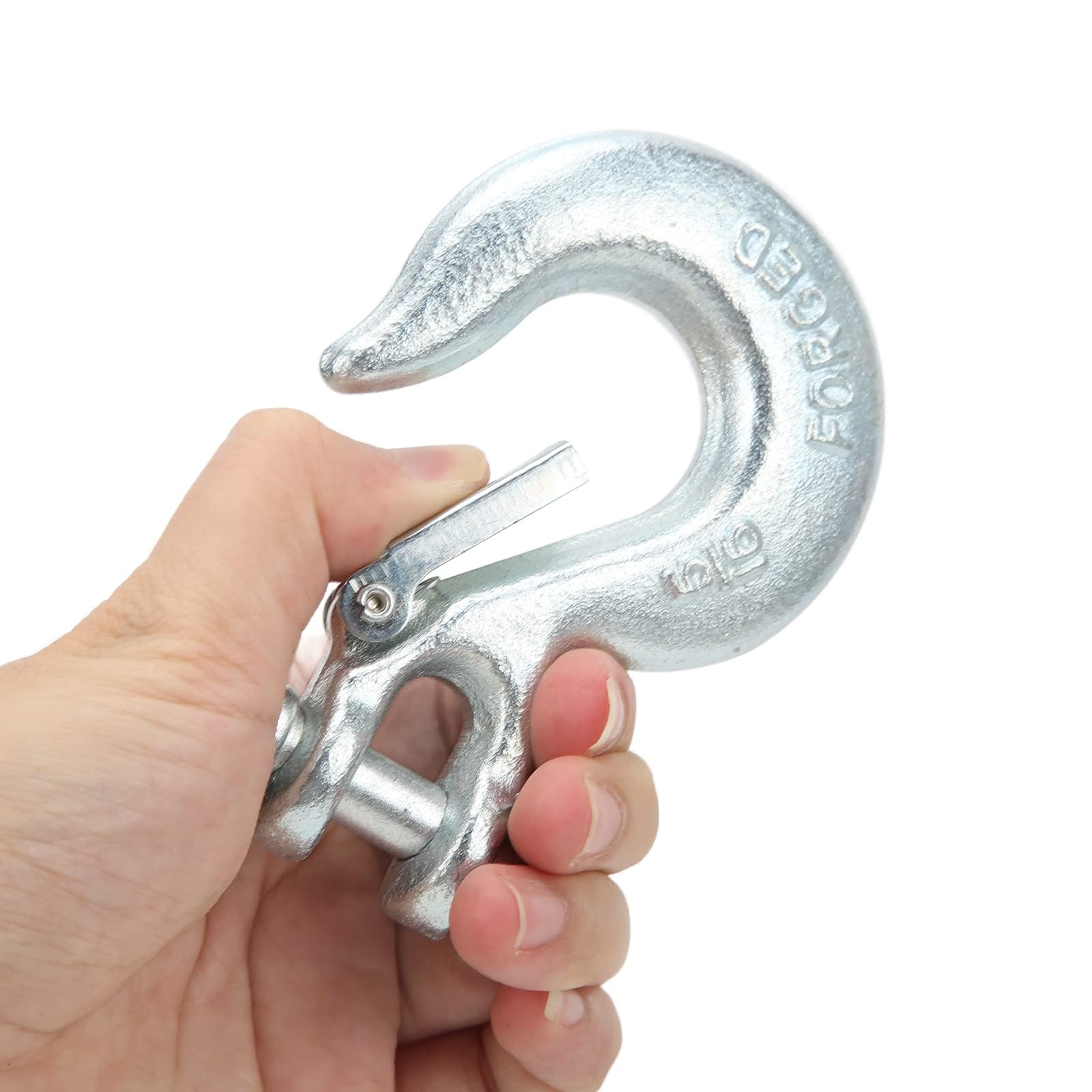 Haki Clevis Wciągarki, Hak ślizgowy Clevis 5/16 Cala z Zatrzaskiem Bezpieczeństwa Hak Holowniczy ze Stali Węglowej o Dużej Wytrzymałości do Haka Wciągarki Przyczepy
