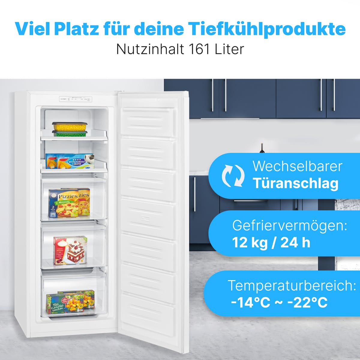 Bomann GS 7343 Gefrierschrank NoFrost freistehend 161 L Total No Frost Schnellgefrierfunktion MultiAirflow weiß