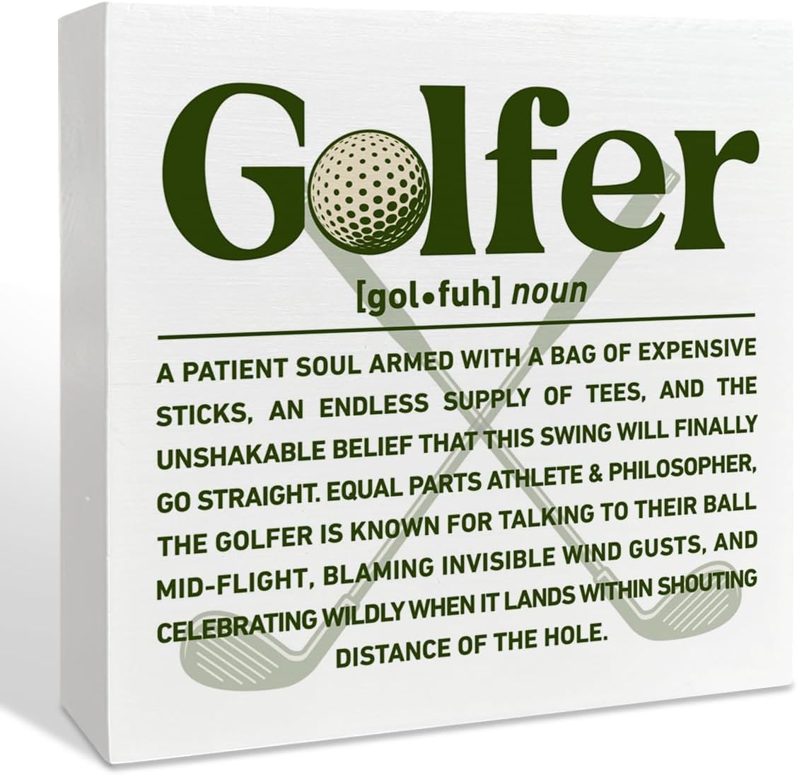 Golf Definition Box Sign 7x7 Inch Wooden Desk Shelf Decor