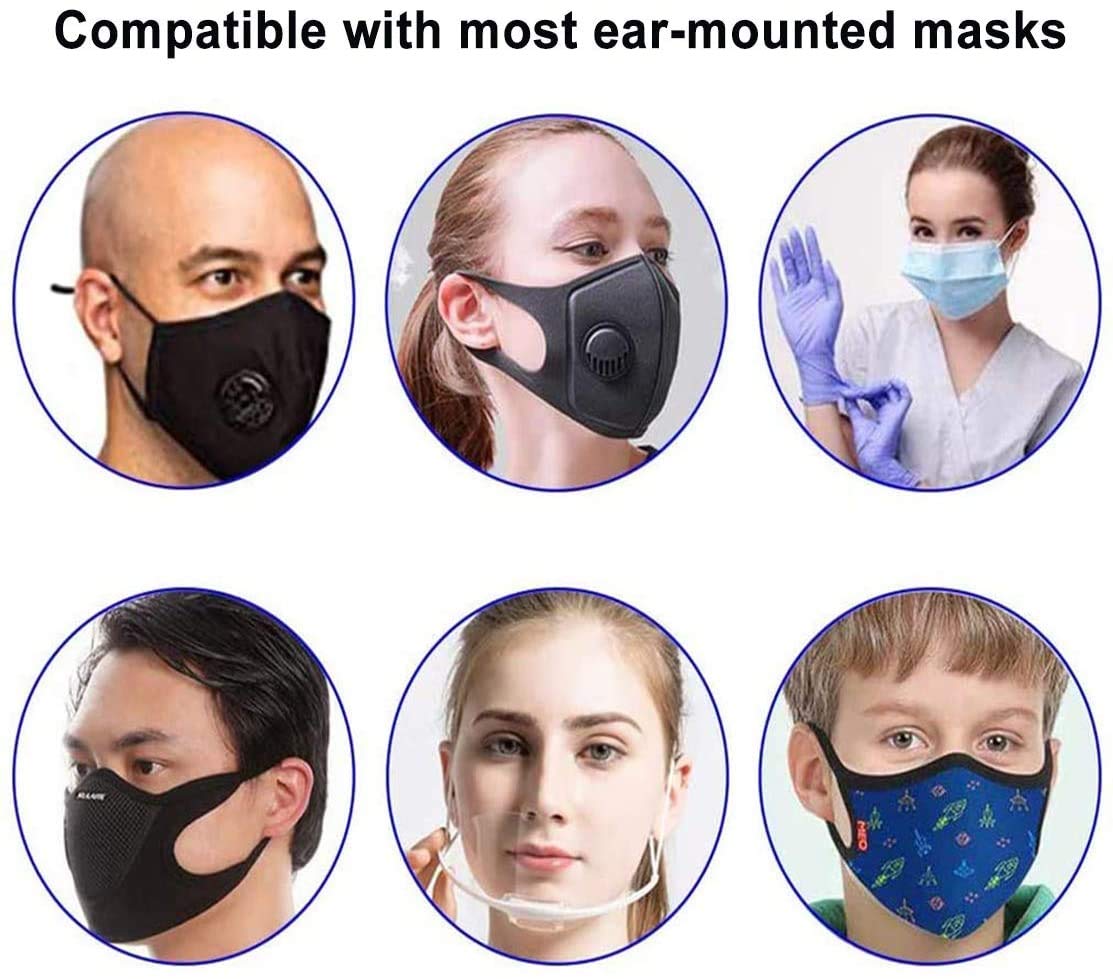 Maskenverlängerungsgurt- [Pack 5 Einheiten] Verstellbarer Verlängerungsring, festziehbares Halterband für Gehörschutz Dekompressionsohrschlaufe Antirutsch-Verlängerungshaken Silikon-Ohrenschoner