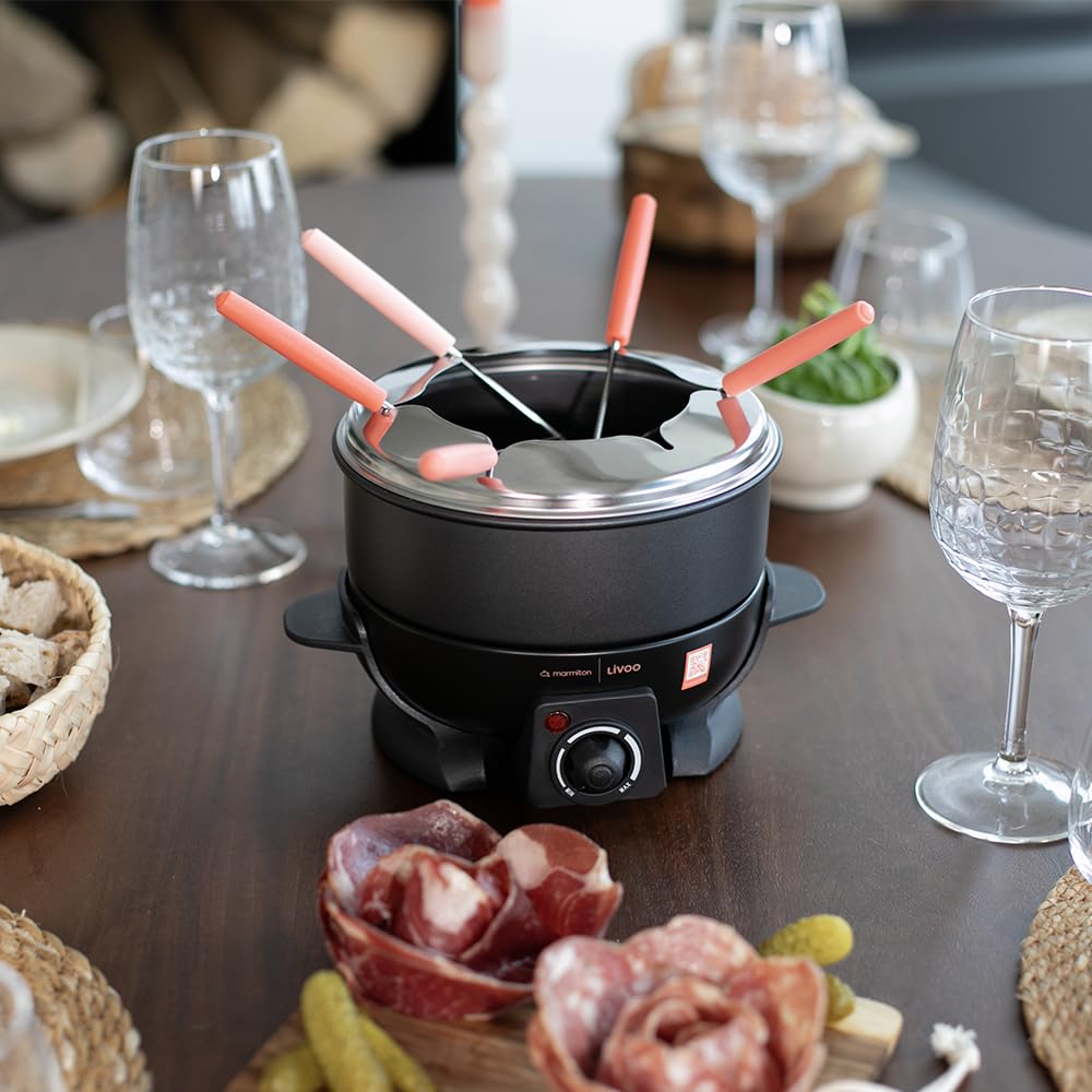 Livoo Doc308 Appareil À Fondue, Raclette Et Wok 1,6 L 6 Personnes