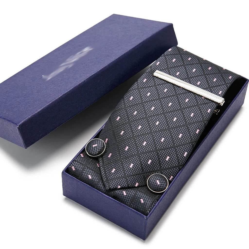 Manschettenknöpfe mit Geschenkbox Jacquard gewebte Krawatten-Set für Herren Hochzeitsfeier Geschenkbox Krawatten-Set