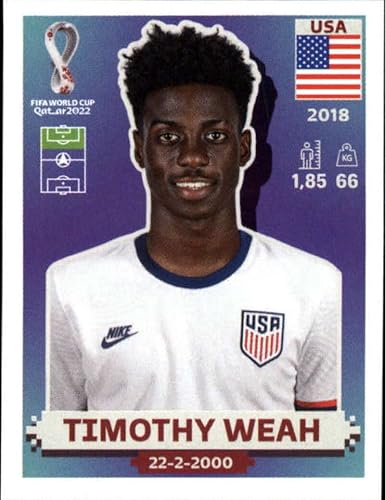 2022 Panini World Cup Qatar Sticker USA20 Timothy Weah Group B USA Mini Sticker Trading Card