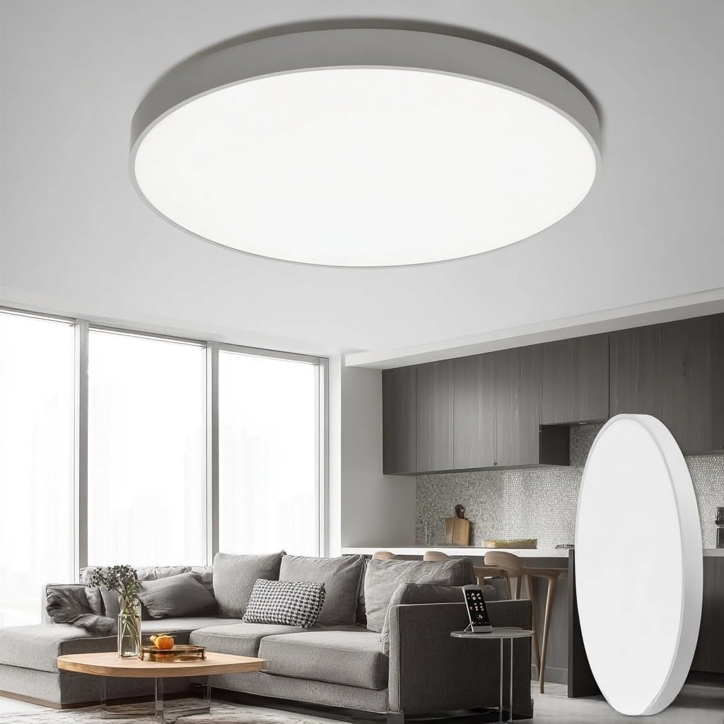 32'' Large Led Flush Mount Ceiling Light Fixture, Dimmable & 3000K/4500K/6000K Selectable, 72W, 7200LM, Modern, White, Ultra Thin, for Bedroom, Kitchen, Dining Room, Living Room, Home Office, Hallway