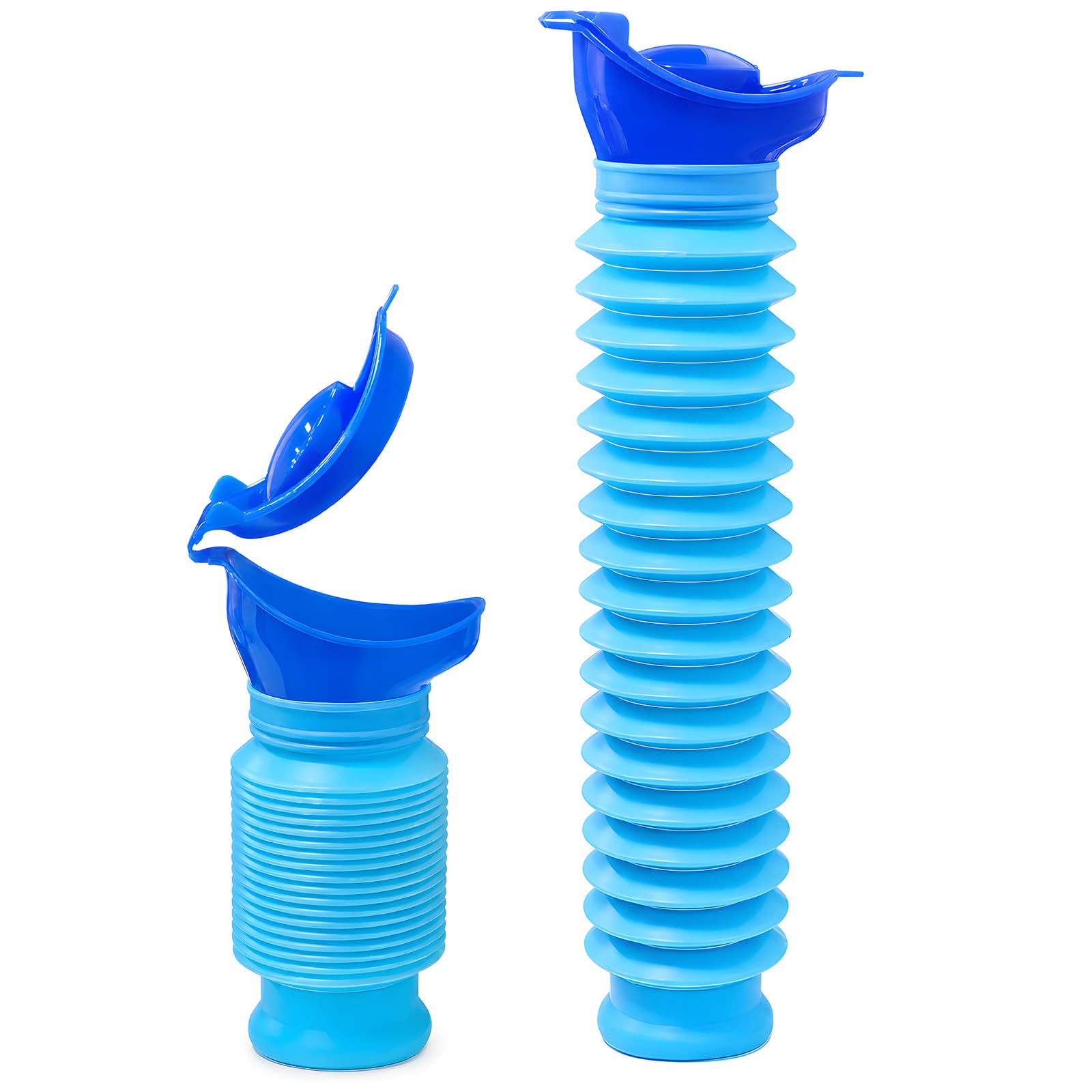 Lafefe Portable Urinal Bottle for Men & Women, 750ml Retractable Travel Urinal, Leakproof PP Emergency Pee Bottle with Female Funnel, Foldable Portable Toilet for Car Camping Travel - Blue