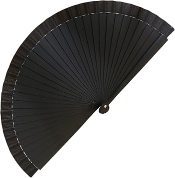 8.2in Handheld Folding Fan - Foldable, Portable, Stylish - Elegant Folding Hand Fan for Events, Parties, Womens Gatherings | Silk and Bamboo Elegance | Abanicos de Mano, Classic Asian Style Black