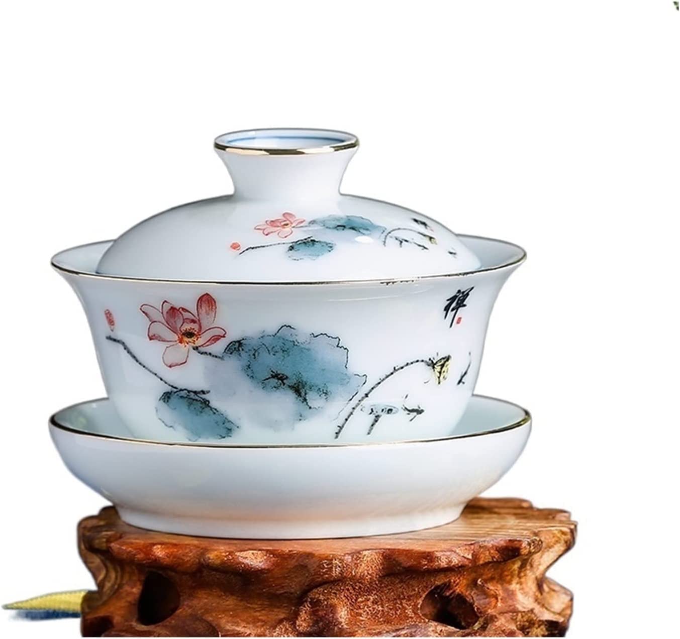 Filiżanki do herbaty zestaw do herbaty ceramiczne miseczki seledynowe z zakrytymi kubkami, tradycyjne chińskie akcesoria do herbaty na ceremonię, zawiera spodek i miskę do serwowania