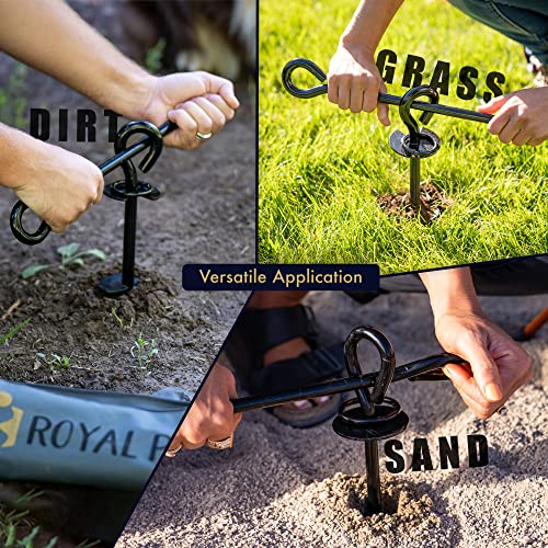 [New] Royal Paw 2023 Dog Tie Out Stake - Heavy Duty Dog Anchor For Large Dogs Up To 210 Lbs, Dog Stake For Yard, Dog Tether, And Dog Run | Use Any Dog Tie Out Cable Or Dog Leash (B1-Midnight Black) #TOP3