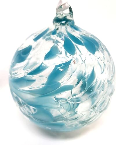 Miniatura 8 de Globo de cristal verde marino del árbol de la vida, pequeño de 3.5 pulgadas, soplado a mano, bola de observación de jardín para colgar en interiores