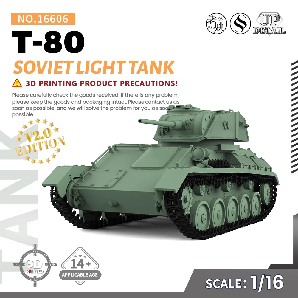 MRY-SFW SS16606 1/16 zestaw do budowy modelu wojskowego, radziecki czołg lekki T-80
