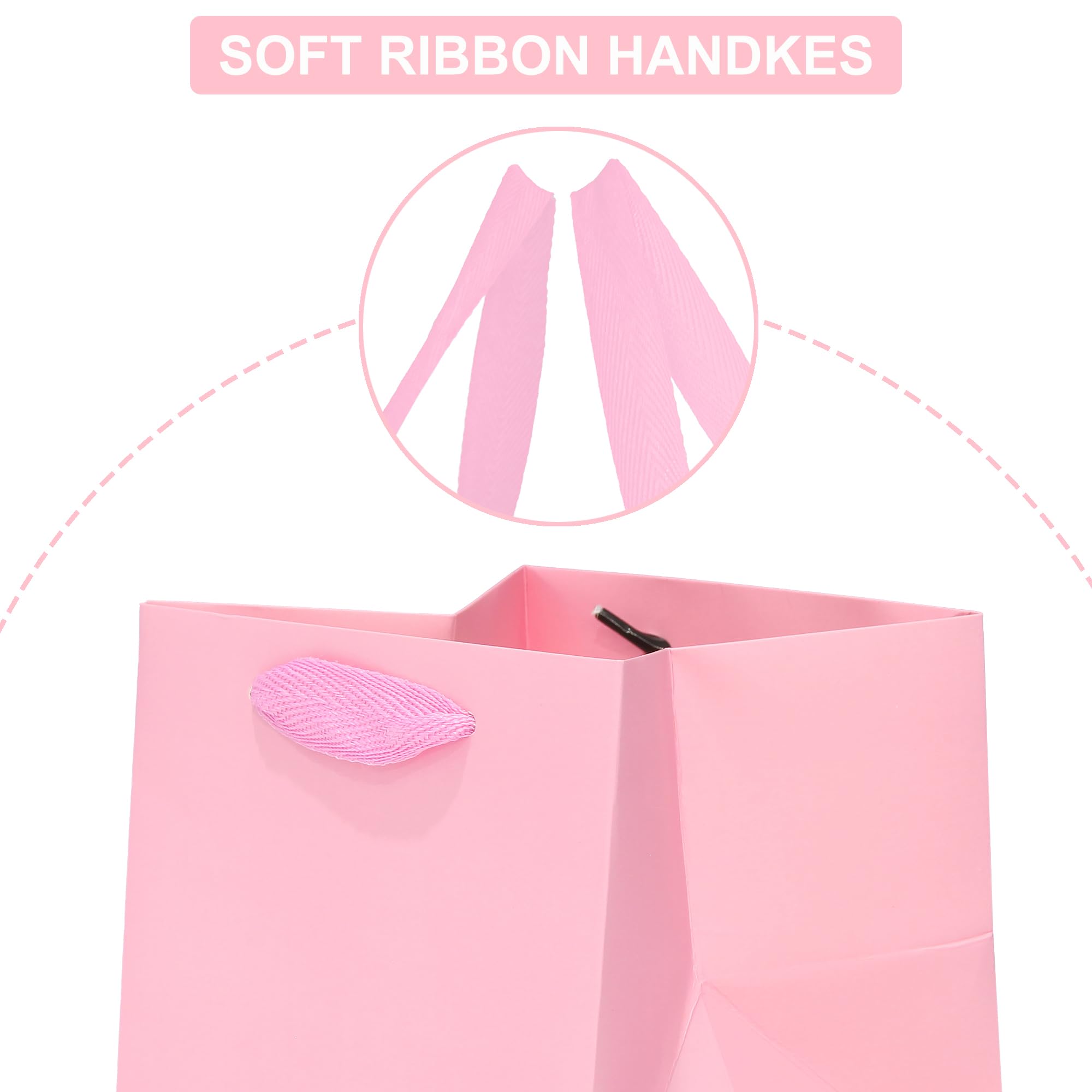 【tsz】Leather Paper Bag pink AZOWA Pink Square Gift Bags with Tissue Paper (10 pcs, 20x20x20 cm