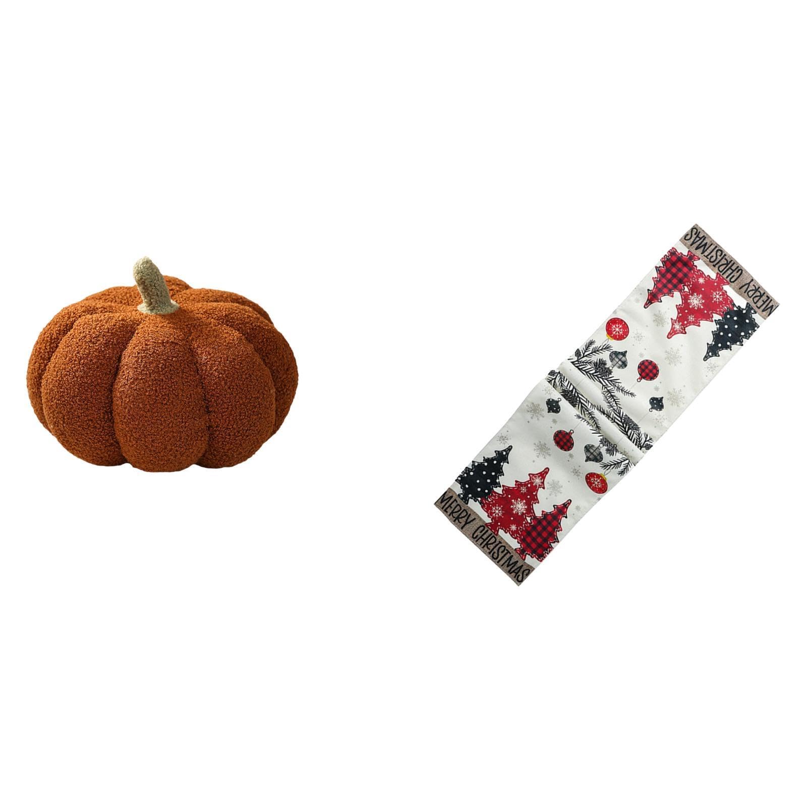 Halloween Pumpkin Pillows Stuffed Plush Sofa Cushion for Bedroom Decor and Table Runner Dresser Scarf Seasonal Winter Reusable Xmas Tree Tablecloth for Holiday Coffee Table Farmhouse-image-35