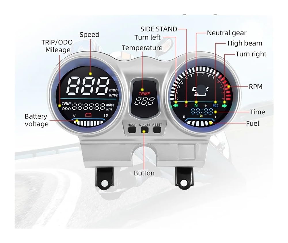 digital odómetro para motocicleta, tacómetro, HD, 12 V para