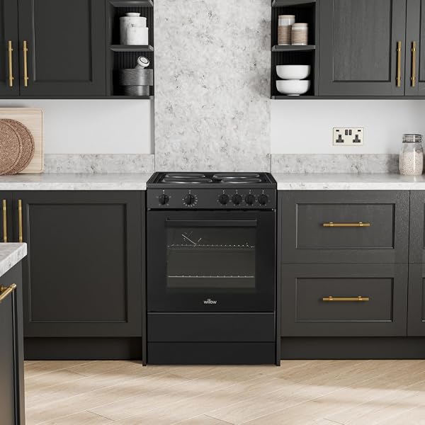 Willow WSE60BK 68L Freestanding Single Cavity Cooker, 60cm Electric Cooker - Black - 2