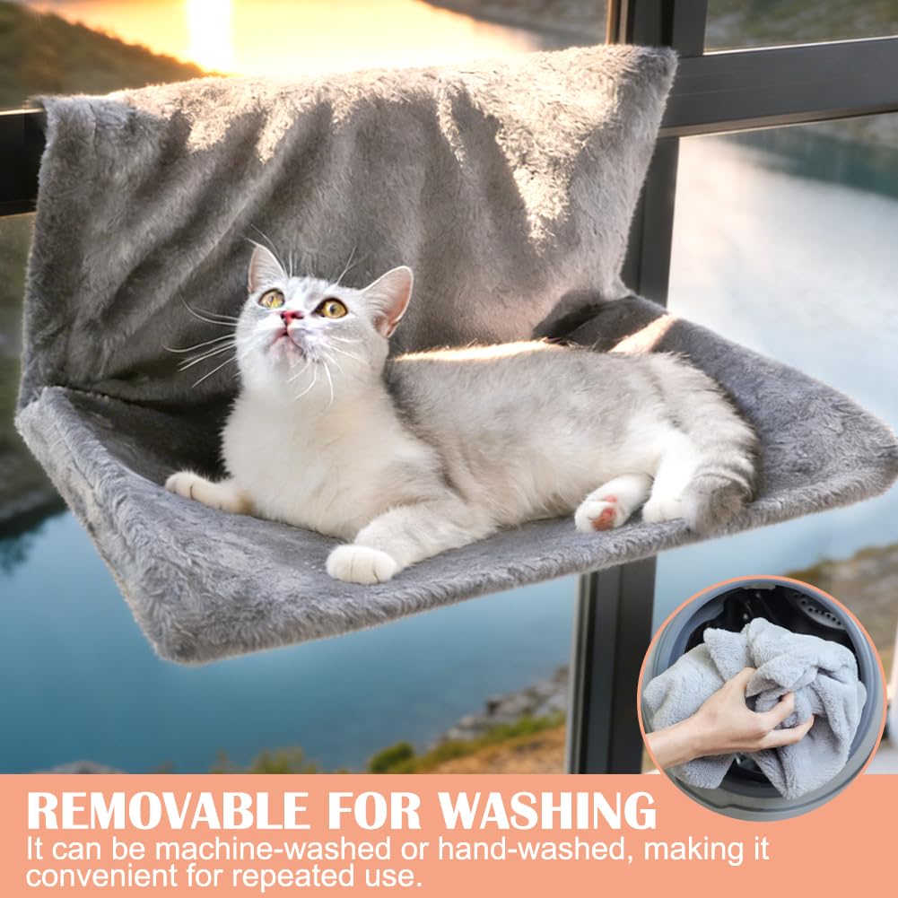 Cat Bed for Heaters,Katzenheizungsliege mit kuscheligem Plüschbezug, Kuschelige Katzenheizungsliege, Cat Hammock Heating, Heizungsliege Katzen für alle Heizkörper (Grau)