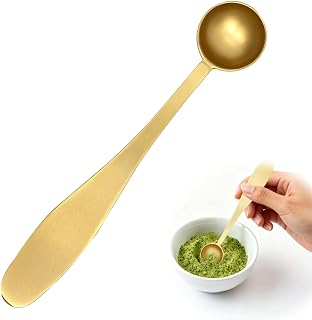 Golden Stainless Steel Matcha Measuring Spoon 1 Gram (1/2 Teaspoon) - Precise Scoop For Matcha Green Tea Powder, Coffee & Baking, Essential Matcha Accessories For Kitchen Use