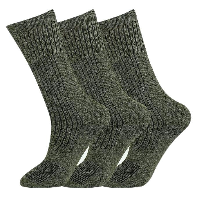 Pack Of 12 Mens Combat Military Army Medium Long Cushion Socks Warm Winter Thick Thermal Walking Patrol Hiking Boots Socks UK Size 6-11 (UK, Numeric, 6, 11, Regular, Regular, Military Green)