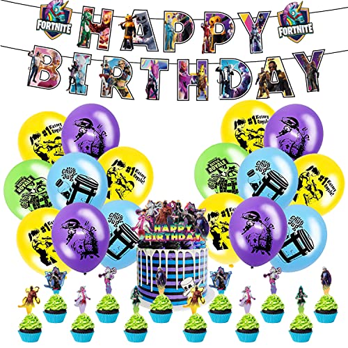 Decoración Cumpleaños Fortnite 35 pcs, Globos Cumpleaños, Decoración Temática de Fortnite,...
